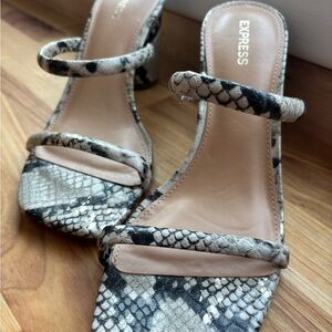 Express Black and Gray Snakeskin Heels
